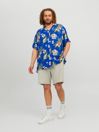 Jack & Jones JORLUKE FLORES Resort Shirt Nautical Blue - Herrenhemden - Herrenhemden in großen Größen