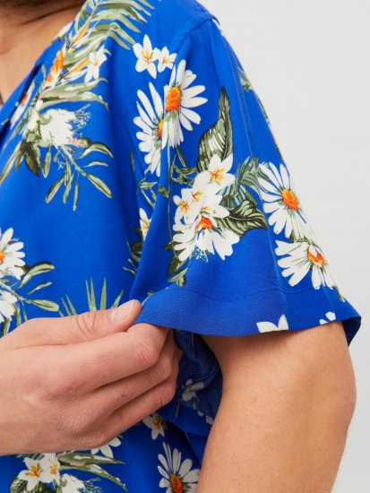 Jack & Jones JORLUKE FLORES Resort Shirt Nautical Blue - Herrenhemden - Herrenhemden in großen Größen