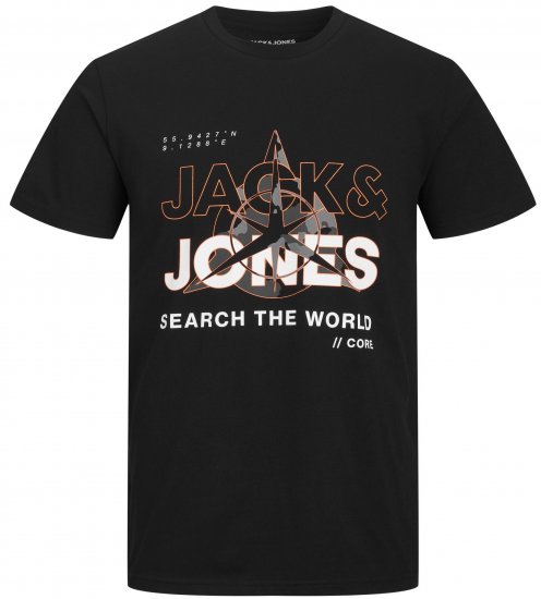 Jack & Jones JCOHUNT T-Shirt Black - Herren-T-Shirts - Herren-T-Shirts in großen Größen