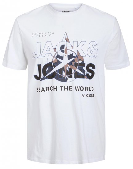 Jack & Jones JCOHUNT T-Shirt White - Herren-T-Shirts - Herren-T-Shirts in großen Größen