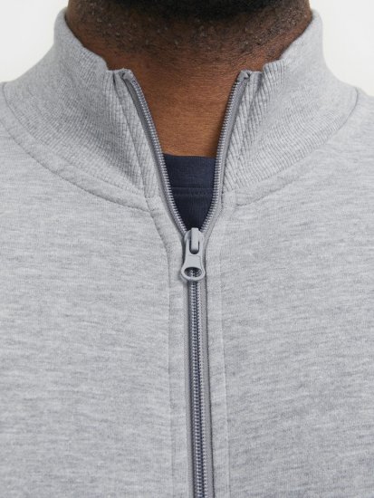 Jack & Jones PAULOS Turtleneck Zip Sweatshirt Light Grey Melange - Herren-sweater und -hoodies - Herren-Sweater und -Hoodies in großen Größen