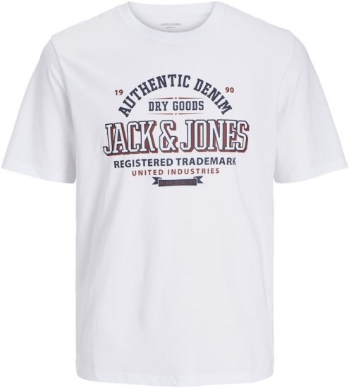 Jack & Jones JJELOGO O-Neck T-Shirt White - Herren-T-Shirts - Herren-T-Shirts in großen Größen