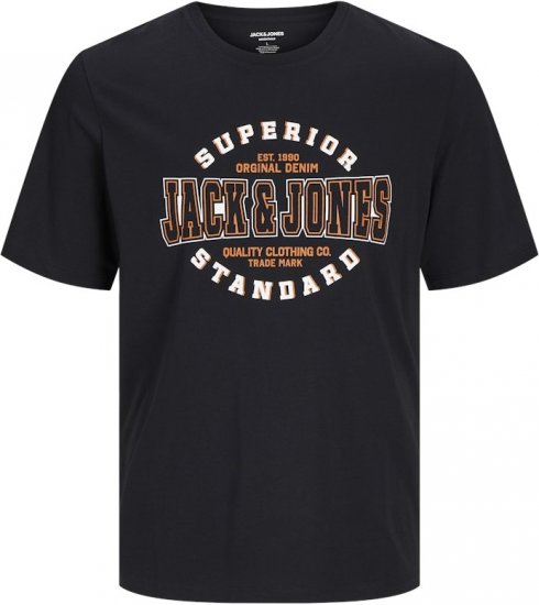 Jack & Jones LOGO O-Neck T-Shirt Black - Herren-T-Shirts - Herren-T-Shirts in großen Größen