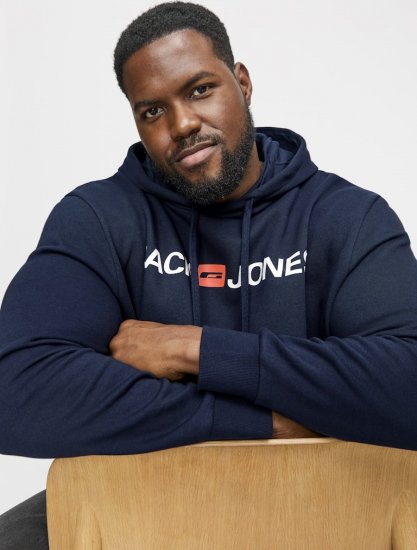 Jack & Jones CORP OLD LOGO REG FIT Hoodie Navy Blazer - Herren-sweater und -hoodies - Herren-Sweater und -Hoodies in großen Größen