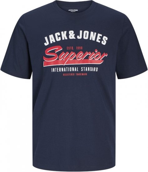 Jack & Jones LOGO O-Neck T-Shirt Dark Blue - Herren-T-Shirts - Herren-T-Shirts in großen Größen