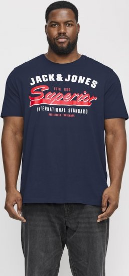 Jack & Jones LOGO O-Neck T-Shirt Dark Blue - Herren-T-Shirts - Herren-T-Shirts in großen Größen