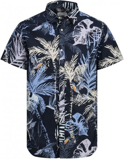 Jack & Jones Hawaii AOP Shirt Blue - Herrenhemden - Herrenhemden in großen Größen