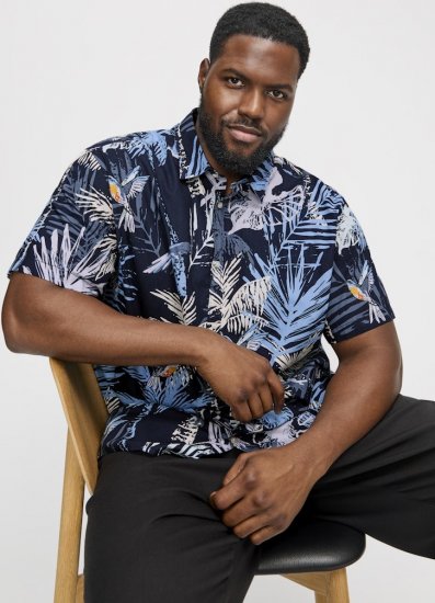 Jack & Jones Hawaii AOP Shirt Blue - Herrenhemden - Herrenhemden in großen Größen