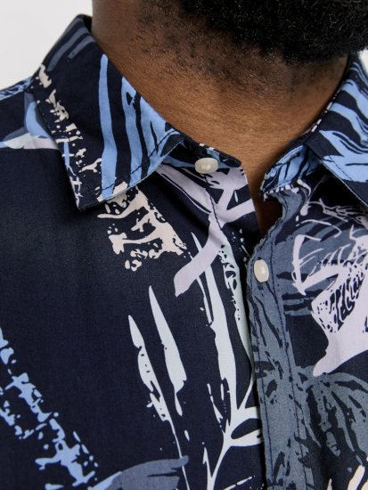 Jack & Jones Hawaii AOP Shirt Blue - Herrenhemden - Herrenhemden in großen Größen