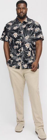 Jack & Jones Hawaii AOP Shirt Black - Herrenhemden - Herrenhemden in großen Größen