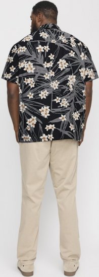 Jack & Jones Hawaii AOP Shirt Black - Herrenhemden - Herrenhemden in großen Größen