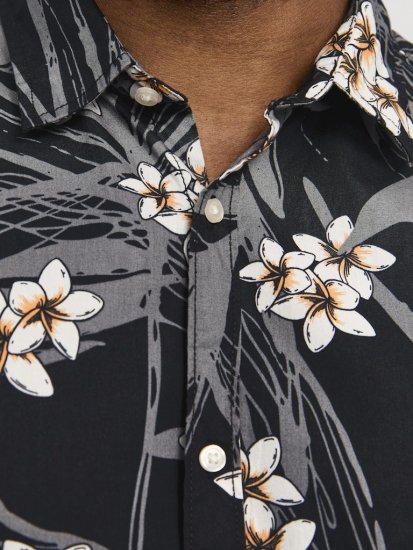 Jack & Jones Hawaii AOP Shirt Black - Herrenhemden - Herrenhemden in großen Größen