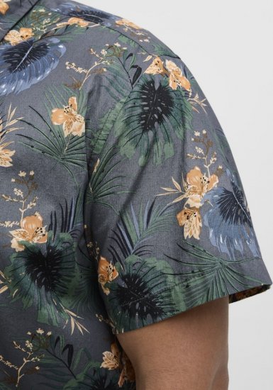Jack & Jones Hawaii AOP Shirt Grey - Herrenhemden - Herrenhemden in großen Größen
