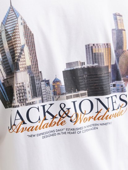 Jack & Jones Boston Photo Crew Neck T-Shirt Bright White - Herren-T-Shirts - Herren-T-Shirts in großen Größen