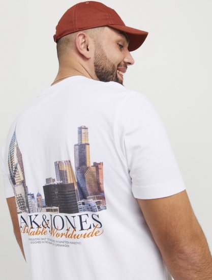 Jack & Jones Boston Photo Crew Neck T-Shirt Bright White - Herren-T-Shirts - Herren-T-Shirts in großen Größen