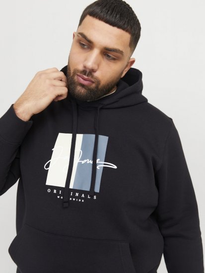 Jack & Jones Frederiksberg Box Script Hoodie Black - Herren-sweater und -hoodies - Herren-Sweater und -Hoodies in großen Größen