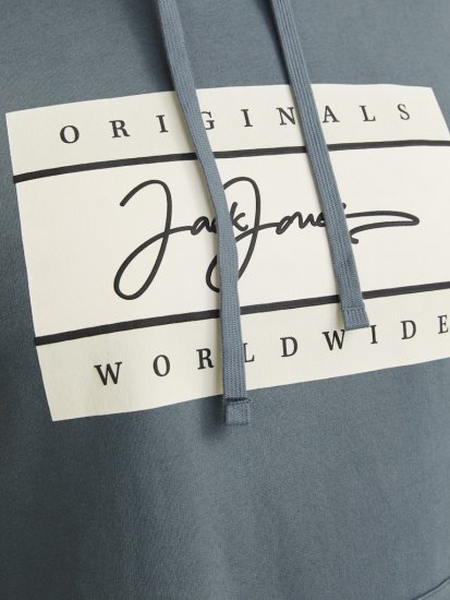Jack & Jones Frederiksberg Box Script Hoodie Grey - Herren-sweater und -hoodies - Herren-Sweater und -Hoodies in großen Größen