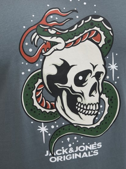 Jack & Jones Anatomy Skull Crew Neck T-Shirt Grey - Herren-T-Shirts - Herren-T-Shirts in großen Größen