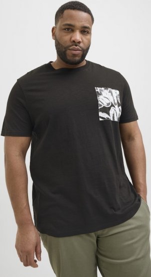 Jack & Jones Split Pocket Print T-Shirt Black - Herren-T-Shirts - Herren-T-Shirts in großen Größen