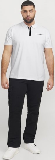 Jack & Jones Fusion Pique Zipper Polo Bright White - Polo-shirts für herren - Polo-Shirts für Herren in großen Größen
