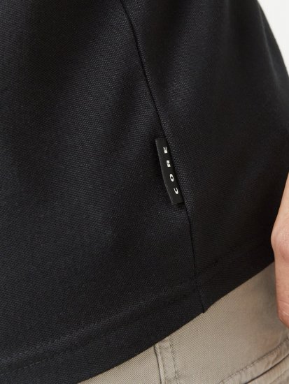 Jack & Jones Fusion Pique Zipper Polo Black - Polo-shirts für herren - Polo-Shirts für Herren in großen Größen