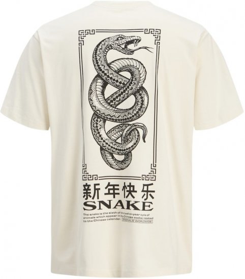 Jack & Jones Snake Crew Neck T-Shirt Antique White - Herren-T-Shirts - Herren-T-Shirts in großen Größen