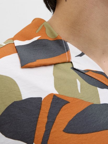 Jack & Jones Vira Marshall AOP Short Sleeve Shirt Cloud Dancer - Herrenhemden - Herrenhemden in großen Größen