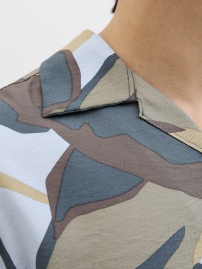 Jack & Jones Vira Marshall AOP Short Sleeve Shirt Silver Sage - Herrenhemden - Herrenhemden in großen Größen