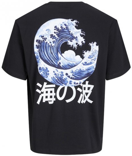 Jack & Jones Fuji Crew Neck T-Shirt Black - Herren-T-Shirts - Herren-T-Shirts in großen Größen