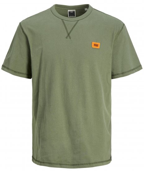 Jack & Jones JCOCLASSIC WAFFLE BADGE TEE Green - Herren-T-Shirts - Herren-T-Shirts in großen Größen