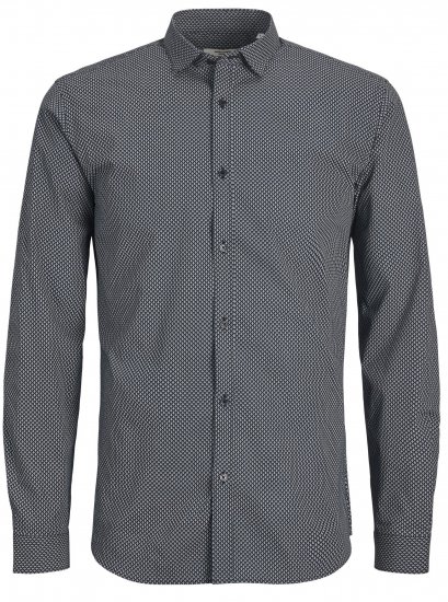 Jack & Jones JPRBLACARDIFF Print LS Shirt Navy - Herrenhemden - Herrenhemden in großen Größen