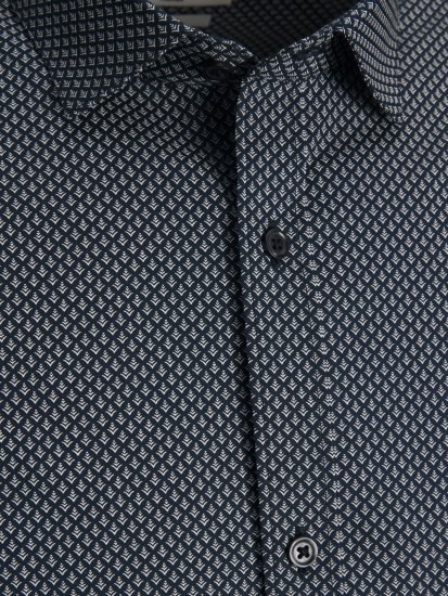 Jack & Jones JPRBLACARDIFF Print LS Shirt Navy - Herrenhemden - Herrenhemden in großen Größen