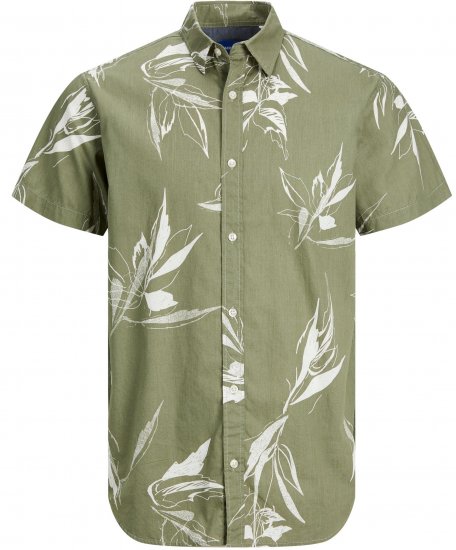 Jack & Jones JORCRAYON AOP Shirt Green - Herrenhemden - Herrenhemden in großen Größen