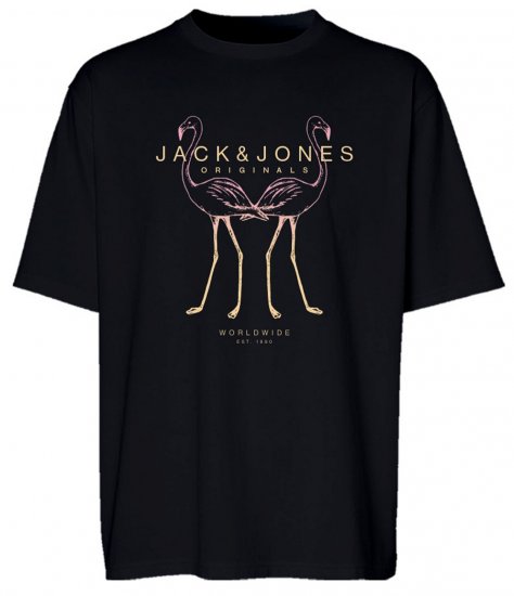 Jack & Jones JORLAFAYETTE 2 FST T-Shirt Black - Herren-T-Shirts - Herren-T-Shirts in großen Größen