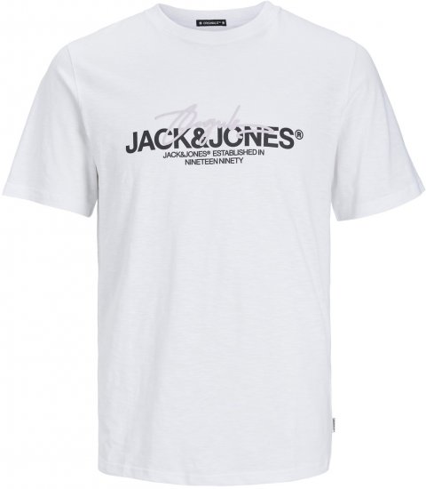 Jack & Jones JORARUBA BRANDING TEE SS CREW NECK Bright White - Herren-T-Shirts - Herren-T-Shirts in großen Größen