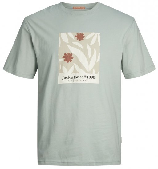 Jack & Jones JORMARBELLA AOP BRANDING T-Shirt Gray Mist - Herren-T-Shirts - Herren-T-Shirts in großen Größen