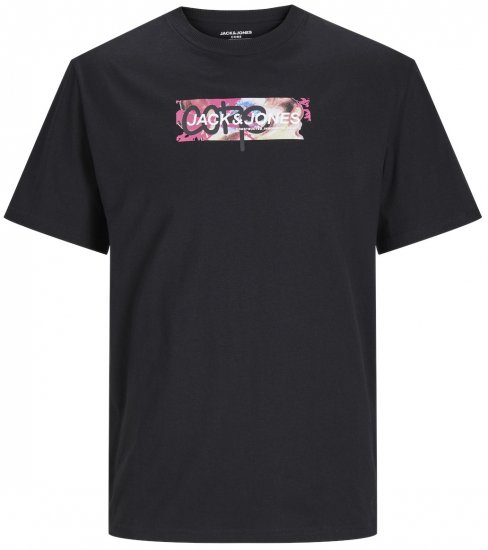 Jack & Jones JCOSUMMER PRINT T-Shirt Black - Herren-T-Shirts - Herren-T-Shirts in großen Größen