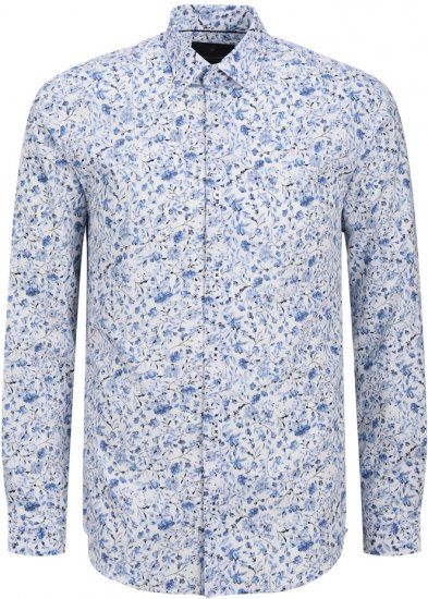 Jack & Jones BARNES Printed Dobby Long Sleeve Shirt Light Blue - Herrenhemden - Herrenhemden in großen Größen