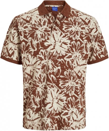 Jack & Jones Split AOP Print Polo Brown - Polo-shirts für herren - Polo-Shirts für Herren in großen Größen