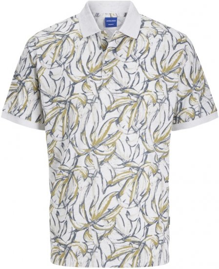 Jack & Jones Split AOP Print Polo White - Polo-shirts für herren - Polo-Shirts für Herren in großen Größen