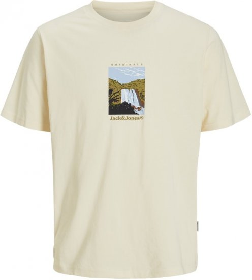 Jack & Jones Split Front Graphic Crew Neck T-Shirt Antique White - Herren-T-Shirts - Herren-T-Shirts in großen Größen