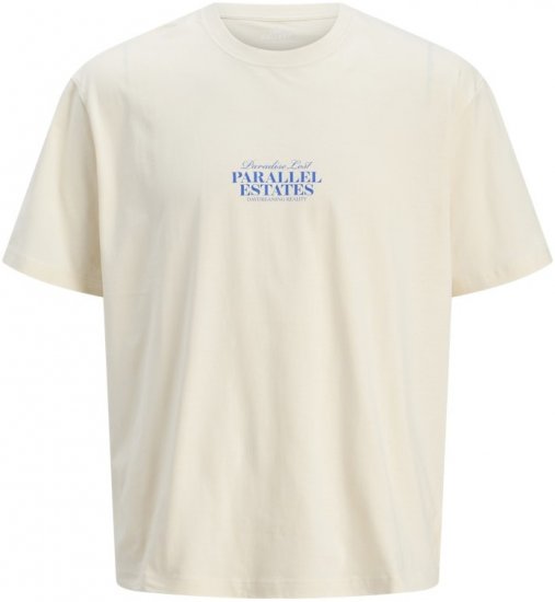 Jack & Jones Parallel Crew Neck T-Shirt Antique White - Herren-T-Shirts - Herren-T-Shirts in großen Größen