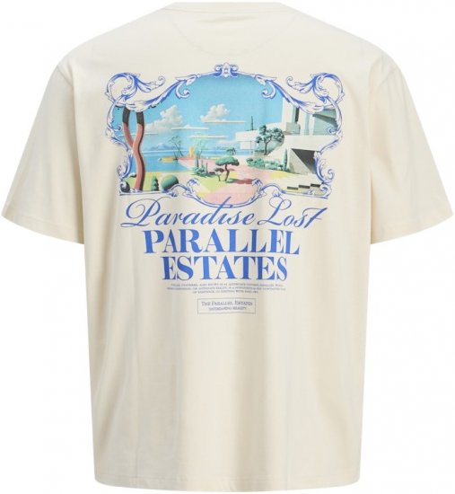 Jack & Jones Parallel Crew Neck T-Shirt Antique White - Herren-T-Shirts - Herren-T-Shirts in großen Größen