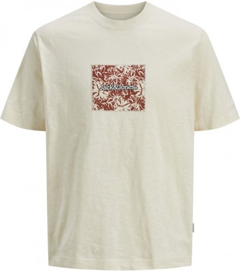 Jack & Jones Split Branding AOP Crew Neck T-Shirt Antique White - Herren-T-Shirts - Herren-T-Shirts in großen Größen