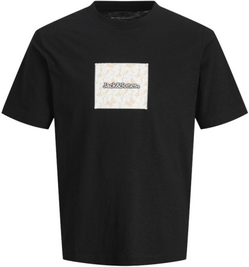 Jack & Jones Split Branding AOP Crew Neck T-Shirt Black - Herren-T-Shirts - Herren-T-Shirts in großen Größen