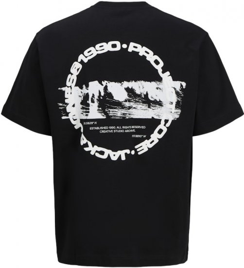 Jack & Jones Summer Sago Print Crew Neck T-Shirt Black - Herren-T-Shirts - Herren-T-Shirts in großen Größen