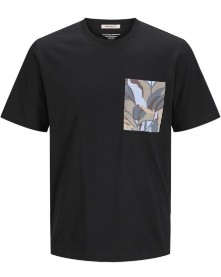  Jack & Jones Tavira Aop Pocket Crew Neck T-Shirt Black - Herren-T-Shirts - Herren-T-Shirts in großen Größen