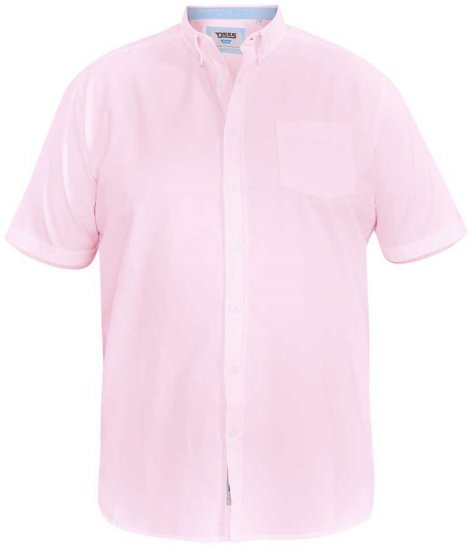 D555 James Short Sleeve Oxford Shirt Pink - Herrenhemden - Herrenhemden in großen Größen