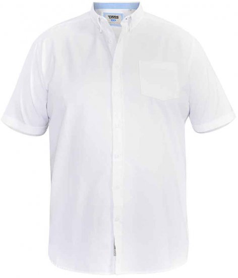 D555 James Short Sleeve Oxford Shirt White - Herrenhemden in großen Größen - Herrenhemden in großen Größen