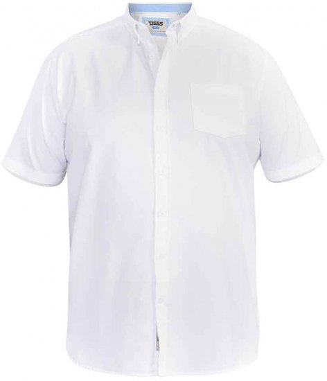D555 James Short Sleeve Oxford Shirt White - Herrenhemden - Herrenhemden in großen Größen